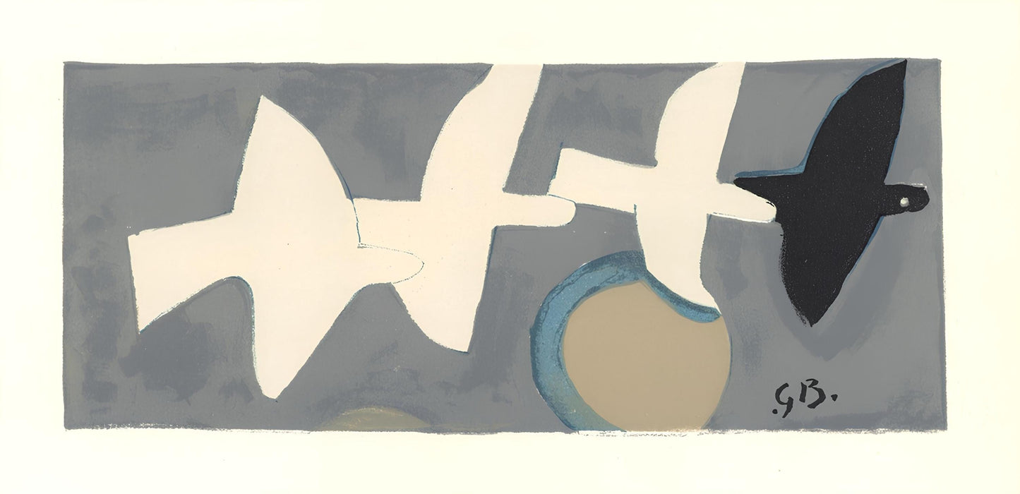 Georges Braque, Quatre Oiseaux (Maeght 1030), Derrire Le Miroir, Lithograph