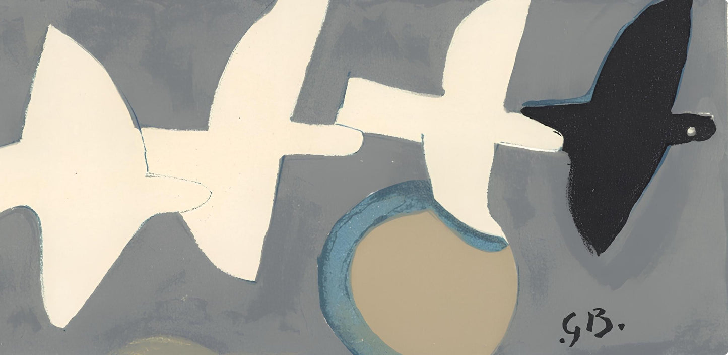 Georges Braque, Quatre Oiseaux (Maeght 1030), Derrire Le Miroir, Lithograph