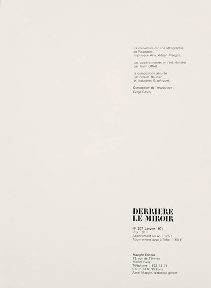 Pablo Palazuelo, Composition, Derrire Le Miroir, Lithograph