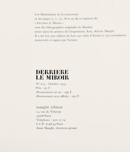 Jean Bazaine, Composition, Derrire Le Miroir, Lithograph