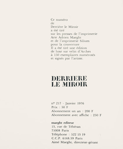 Pol Bury, Composition, Derrire Le Miroir, Lithograph