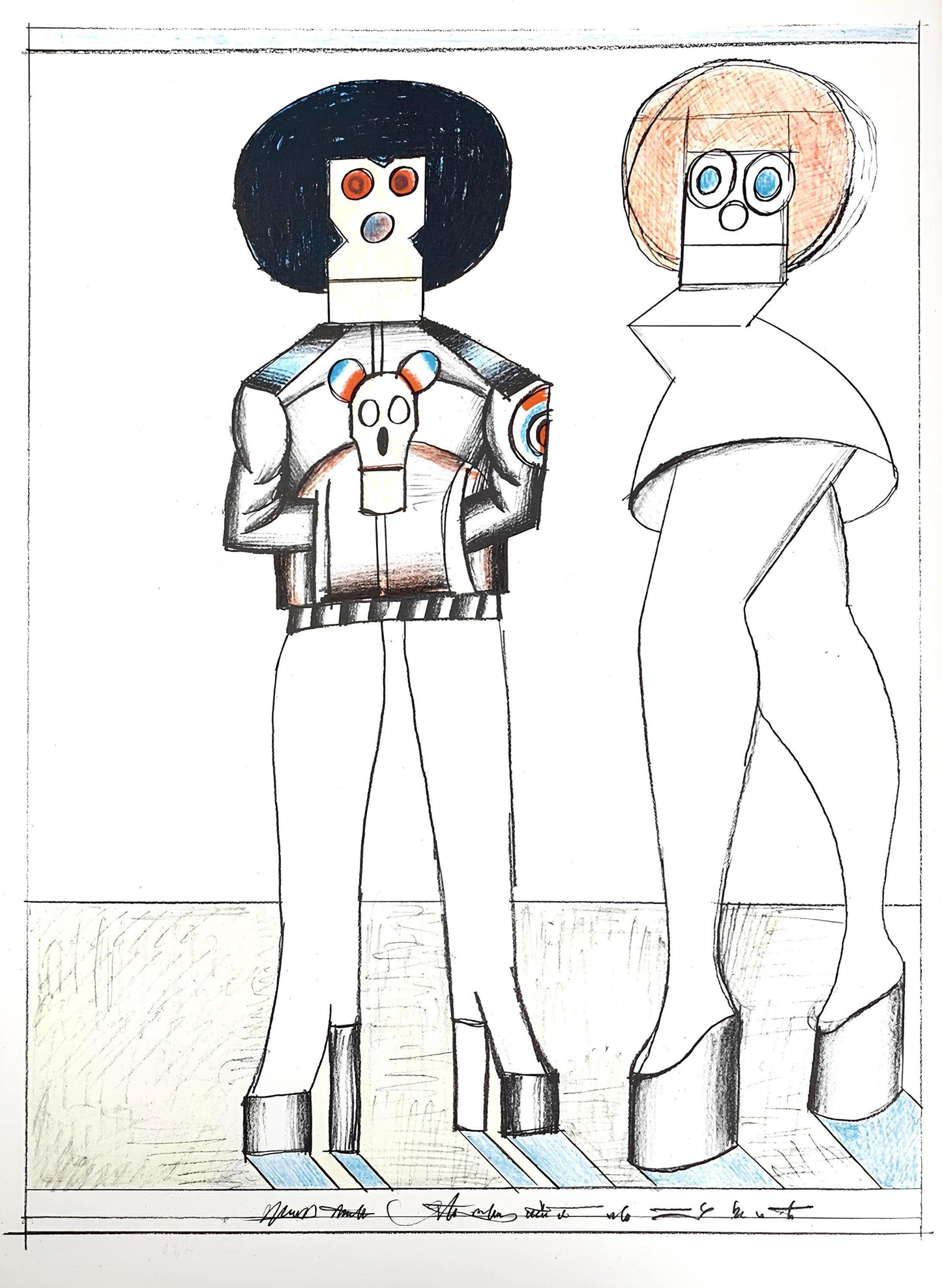 Saul Steinberg, Composition, Derrire Le Miroir, Lithograph