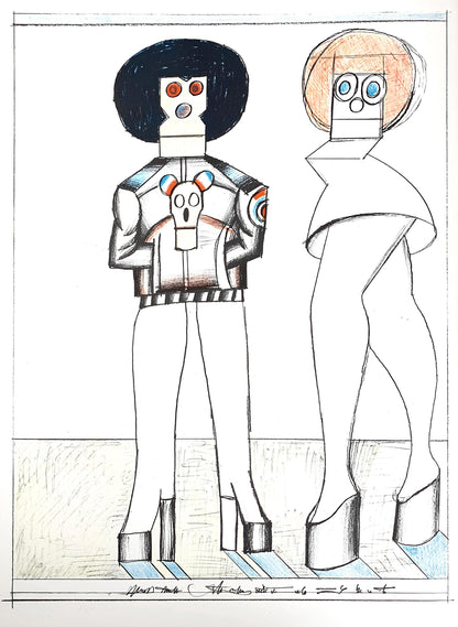 Saul Steinberg, Composition, Derrire Le Miroir, Lithograph