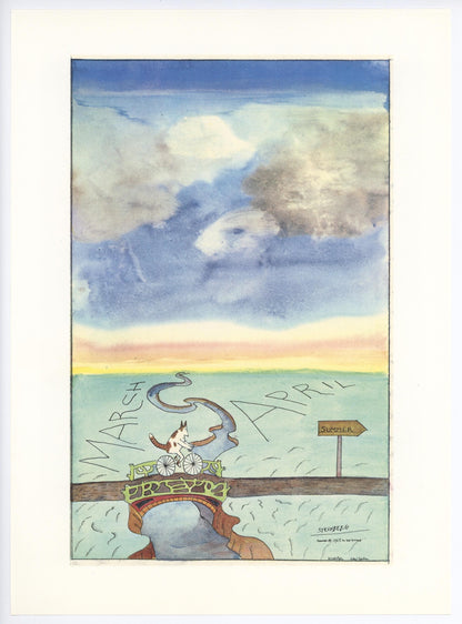 Saul Steinberg, Composition, Derrire Le Miroir, Lithograph