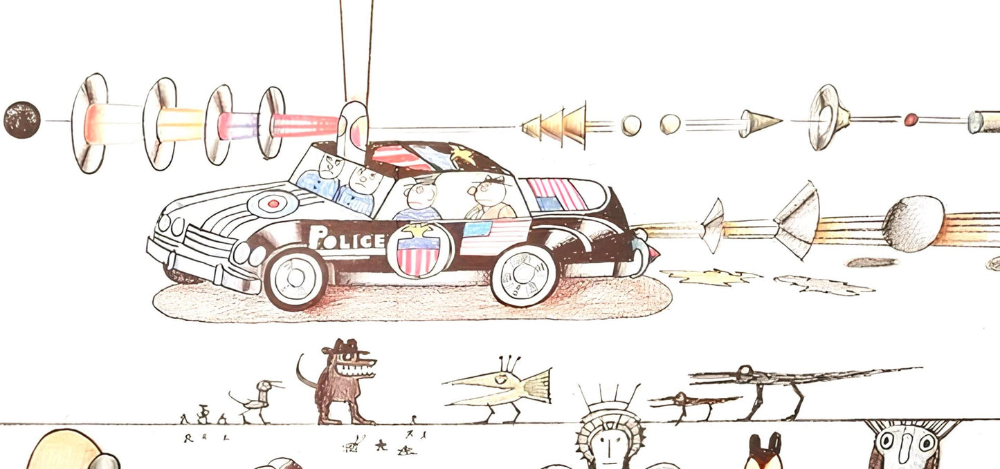 Saul Steinberg, Composition, Derrire Le Miroir, Lithograph