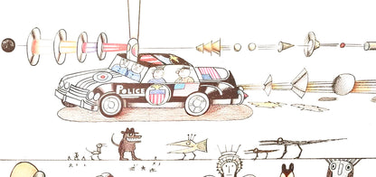 Saul Steinberg, Composition, Derrire Le Miroir, Lithograph