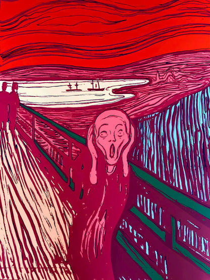 Andy Warhol, The Scream (After Edvard Munch), Green, Orange Pink, Suite Of Three, Official, Sunday