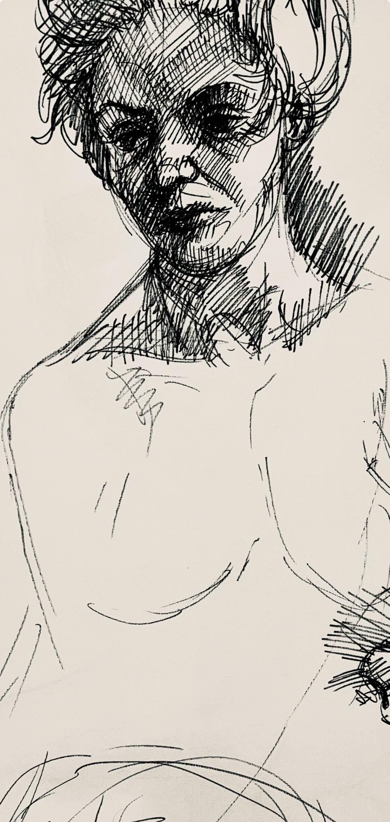 Ian Hornak, Renaissance Female Nude Figure Study, 1963, Original Drawing