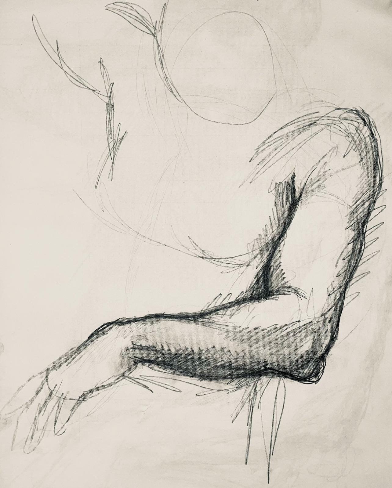 Ian Hornak, Renaissance Male Nude Figure Study, 1963, Original Drawing