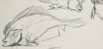 Ian Hornak, Renaissance Fish Study, 1963, Original Drawing
