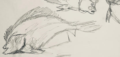 Ian Hornak, Renaissance Fish Study, 1963, Original Drawing