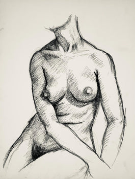 Ian Hornak, Renaissance Female Nude Figure Study, 1963, Original Drawing