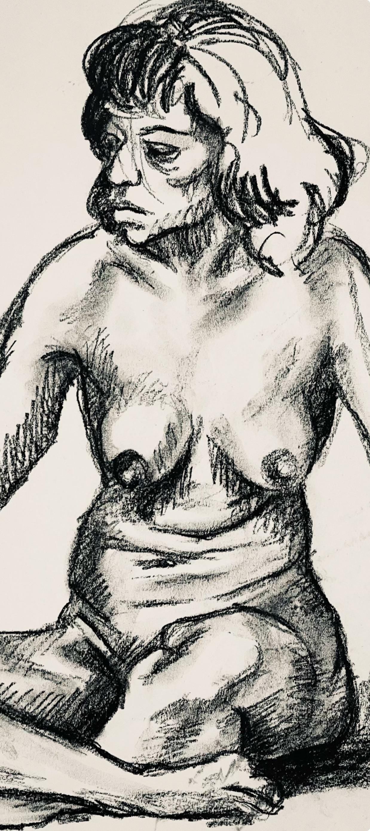 Ian Hornak, Renaissance Female Nude Figure Study, 1963, Original Drawing