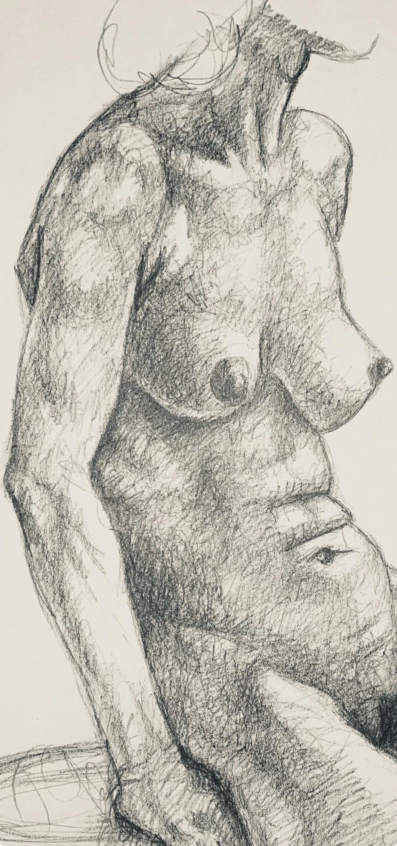 Ian Hornak, Renaissance Female Nude Figure Study, 1963, Original Drawing