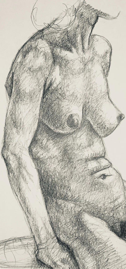 Ian Hornak, Renaissance Female Nude Figure Study, 1963, Original Drawing