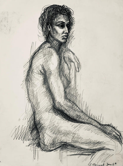 Ian Hornak, Renaissance Female Nude Figure Study, 1963, Original Drawing