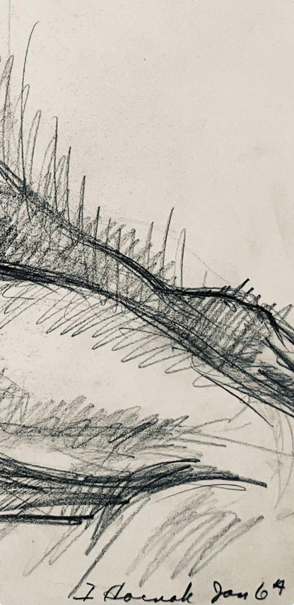 Ian Hornak, Renaissance Female Nude Figure Study, 1963, Original Drawing