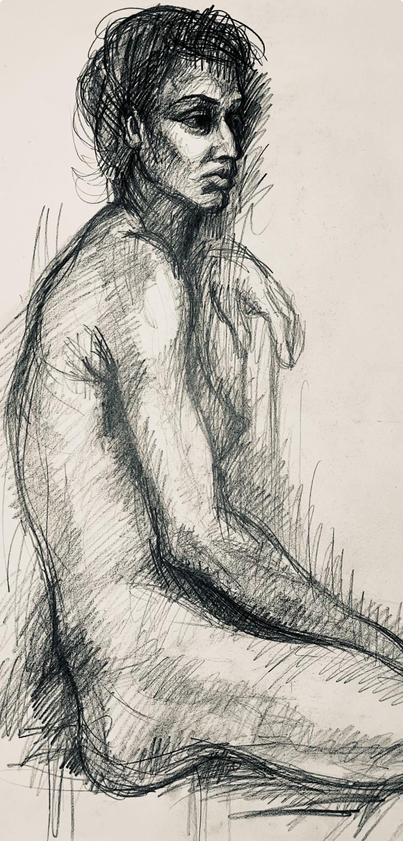 Ian Hornak, Renaissance Female Nude Figure Study, 1963, Original Drawing