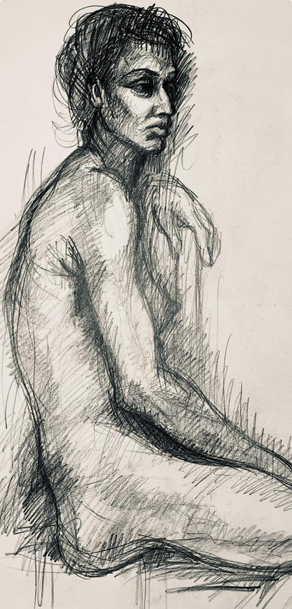 Ian Hornak, Renaissance Female Nude Figure Study, 1963, Original Drawing