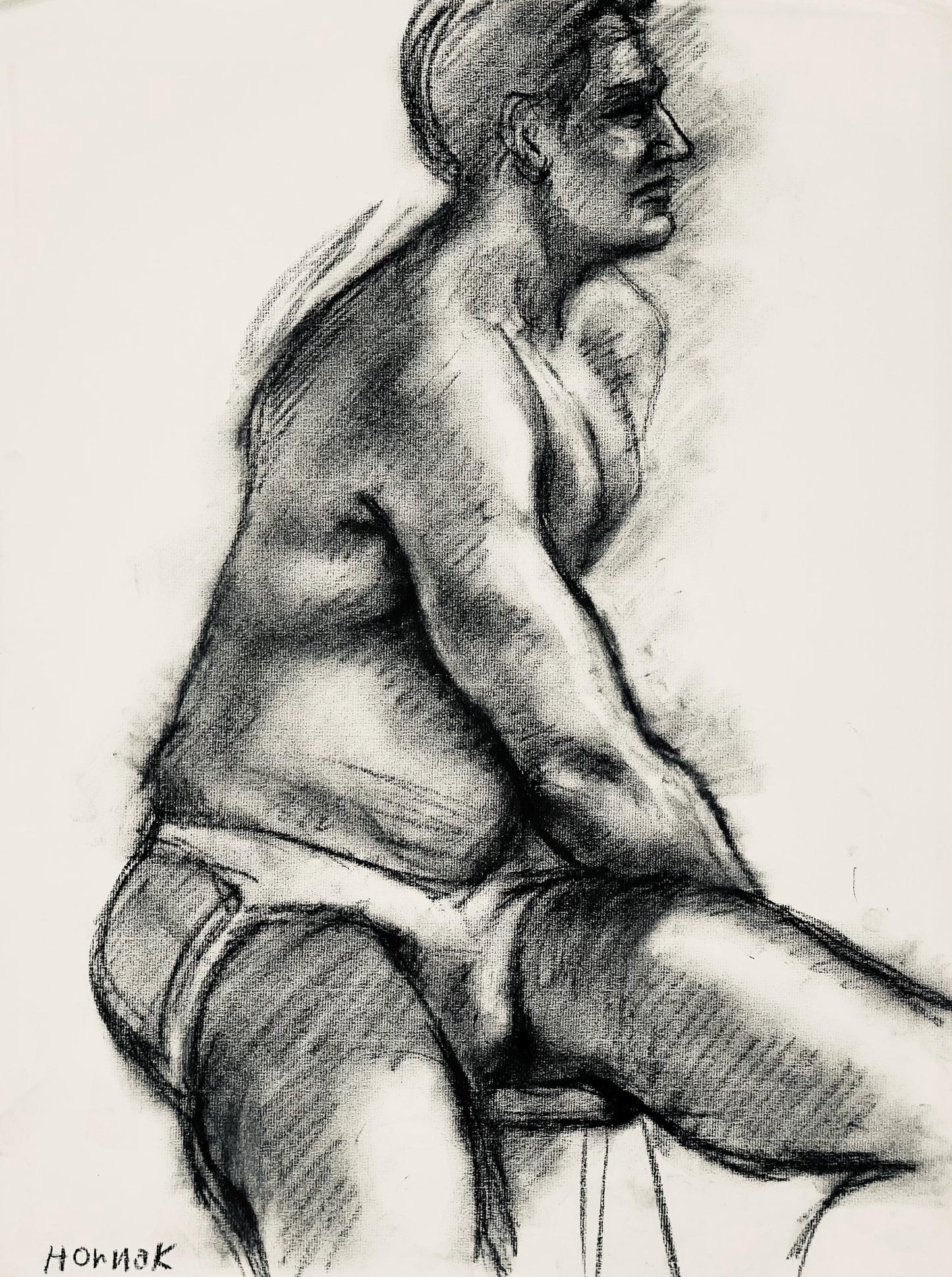 Ian Hornak, Renaissance Male Nude Figure Study, 1963, Original Drawing