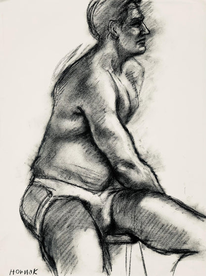 Ian Hornak, Renaissance Male Nude Figure Study, 1963, Original Drawing