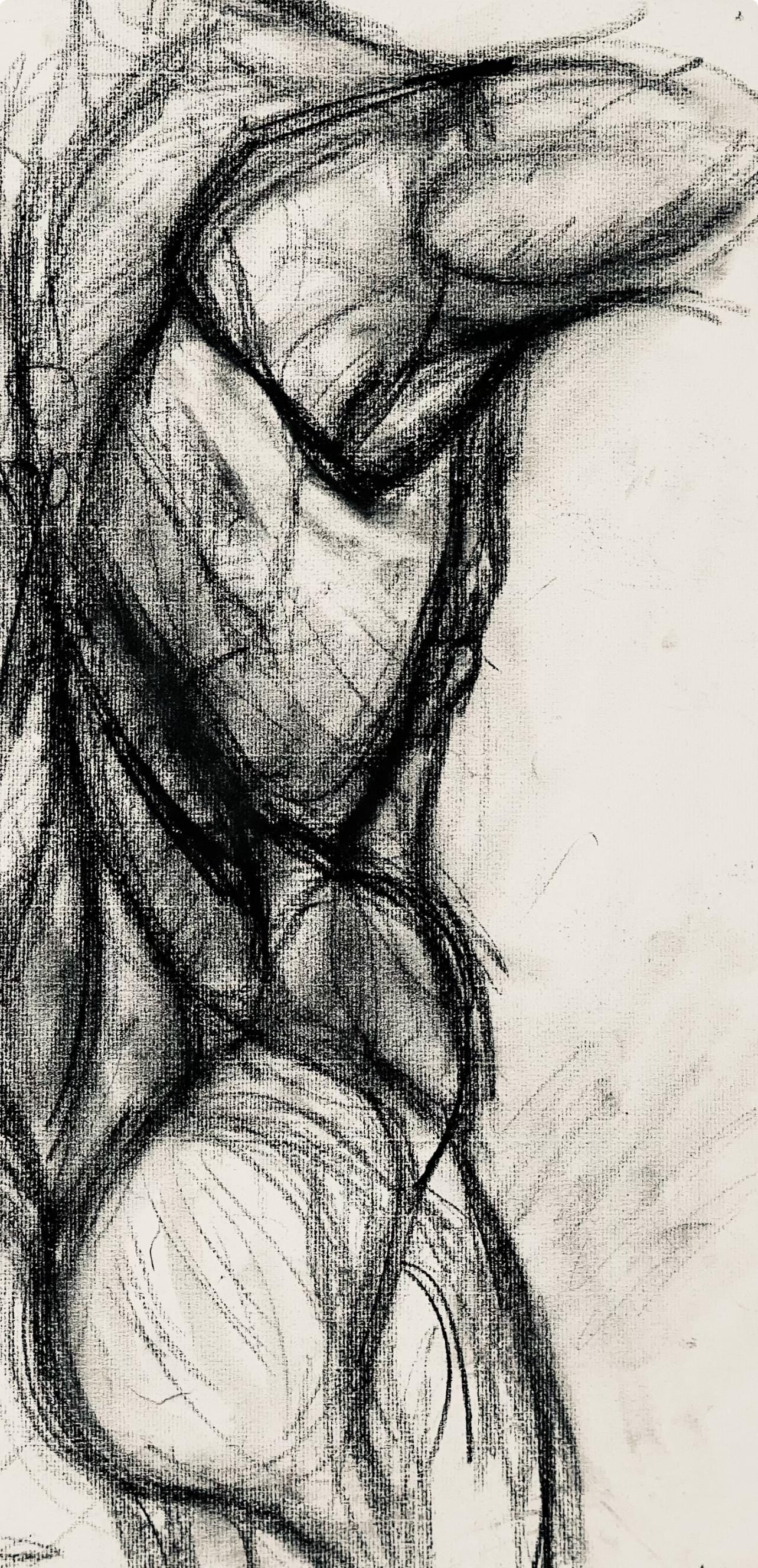 Ian Hornak, Renaissance Male Nude Figure Study, 1963, Original Drawing