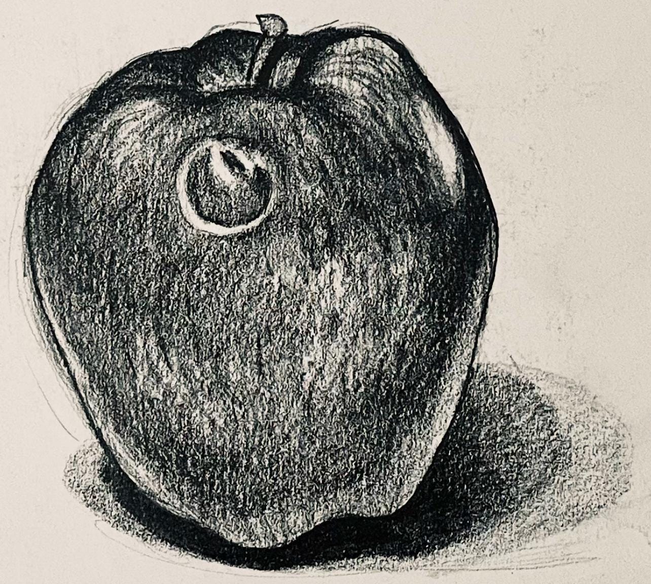 Ian Hornak, Apple Study, 1985, Original Drawing