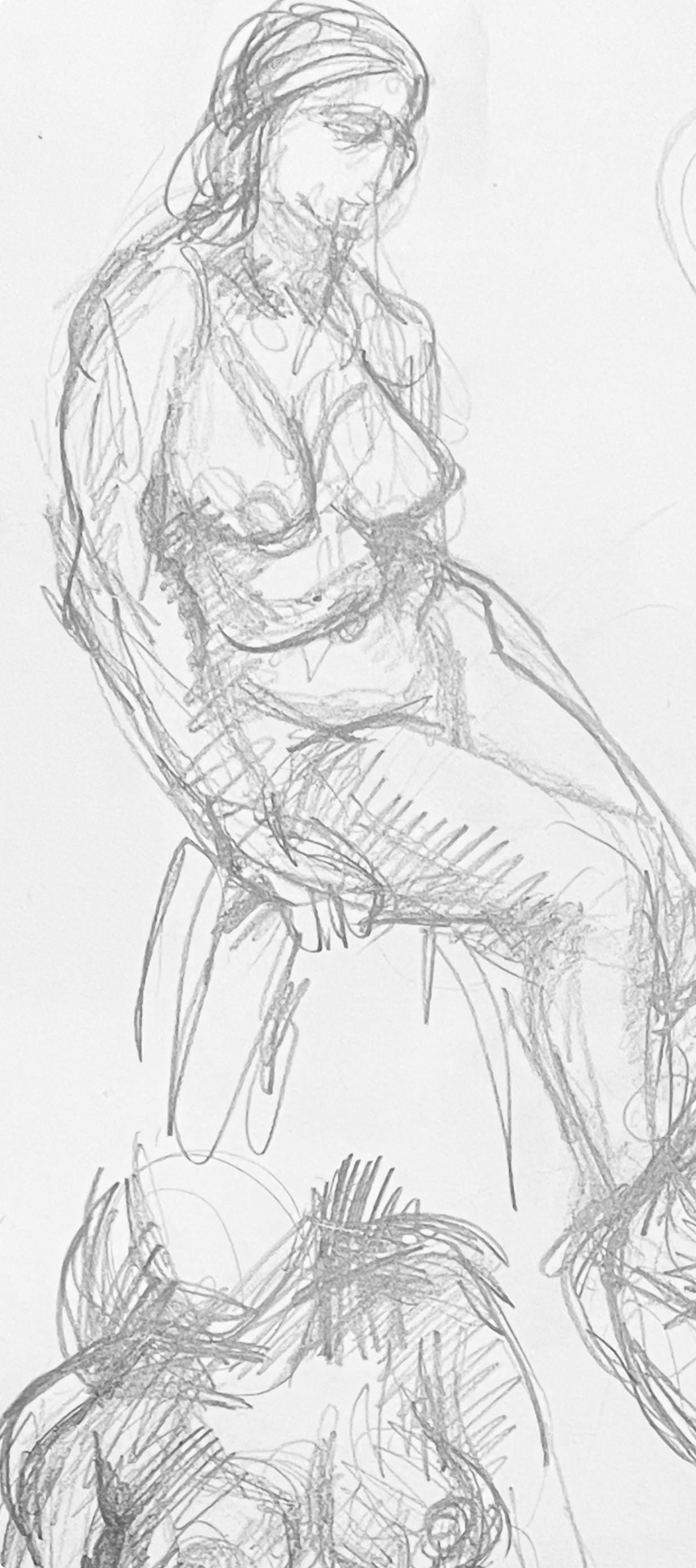 Ian Hornak, Renaissance Female Nude Figure Study, 1963, Original Drawing