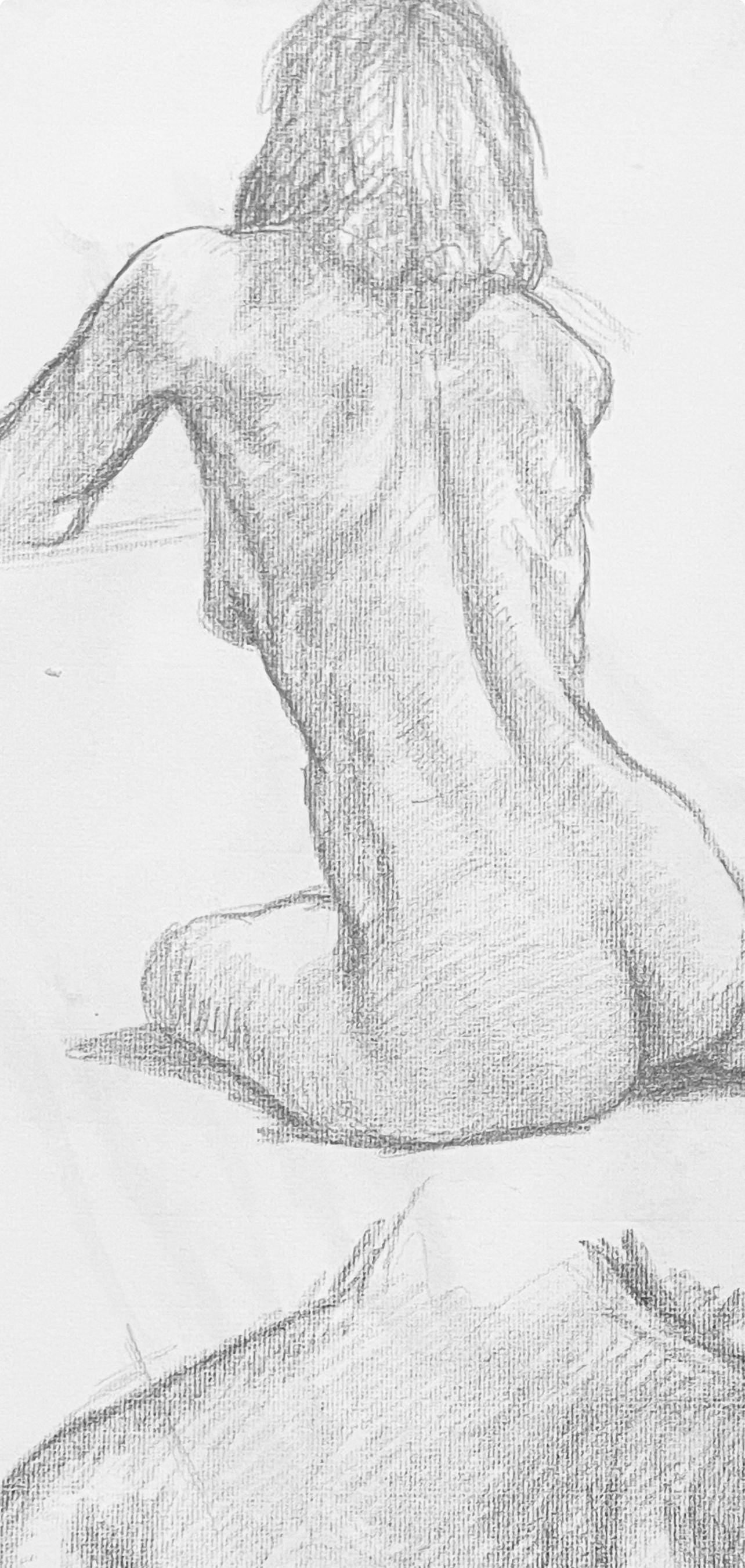 Ian Hornak, Renaissance Male And Female Nude Figure Study, 1963, Original Drawing