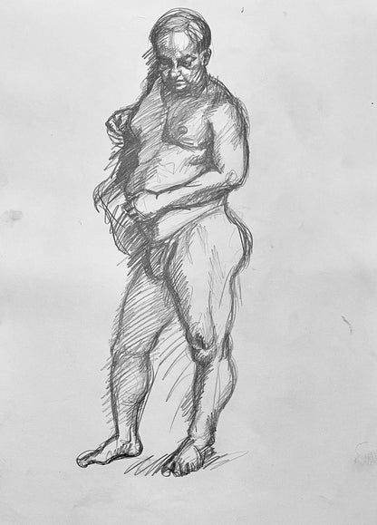 Ian Hornak, Renaissance Male Nude Figure Study, 1963, Original Drawing