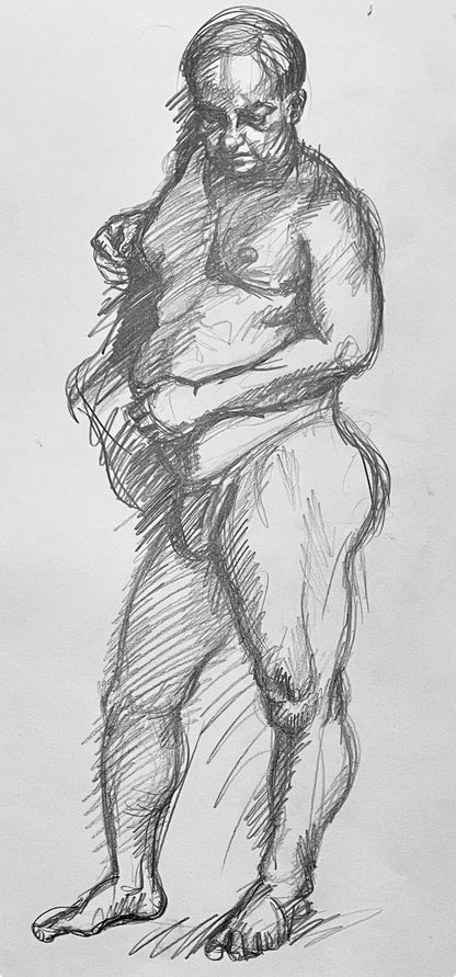 Ian Hornak, Renaissance Male Nude Figure Study, 1963, Original Drawing