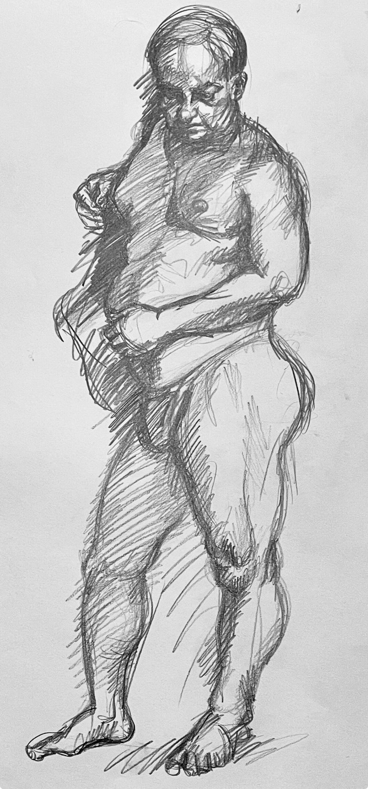 Ian Hornak, Renaissance Male Nude Figure Study, 1963, Original Drawing