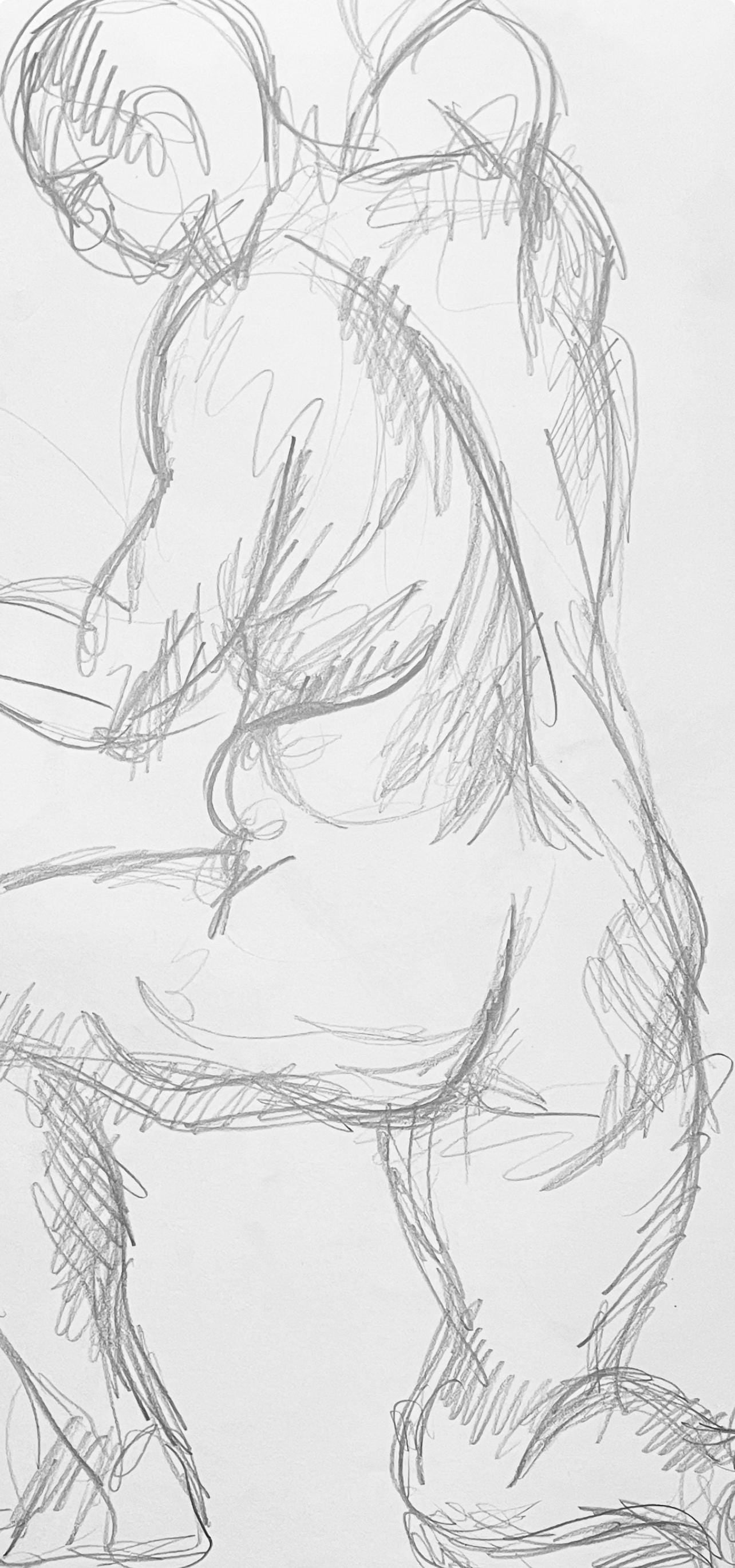 Ian Hornak, Renaissance Male Nude Figure Study, 1963, Original Drawing