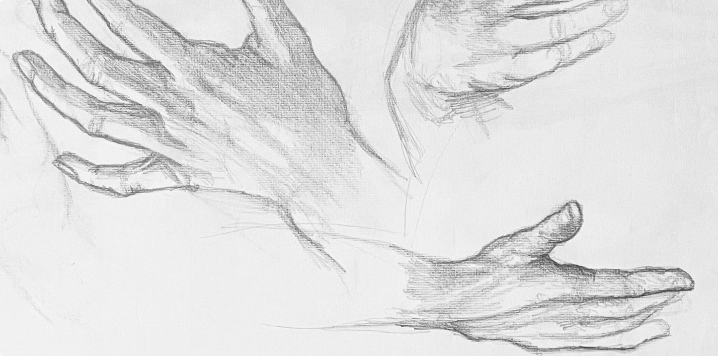 Ian Hornak, Renaissance Hand Figure Study, 1963, Original Drawing