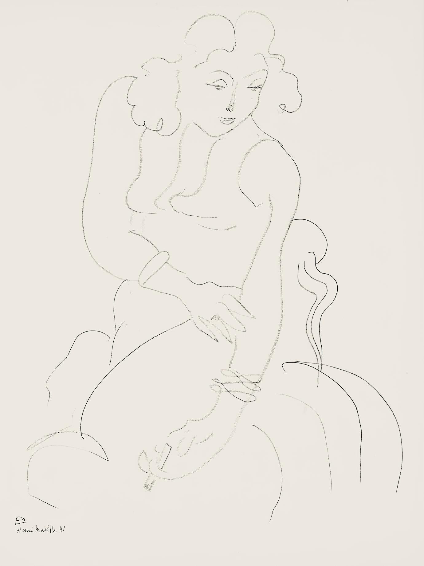 Henri Matisse, Srie E, Var. 2 (Duthuit 9), Henri Matisse, Dessins, Thmes Et Variations, Lithograph