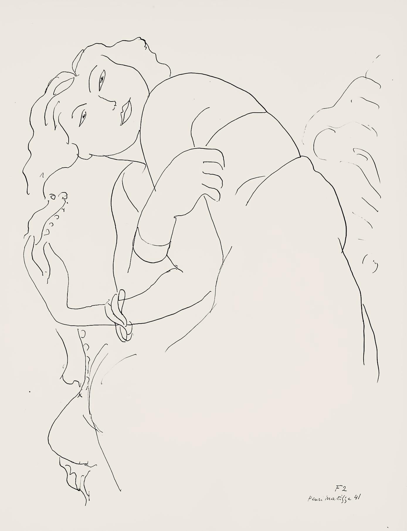Henri Matisse, Srie F, Var. 2 (Duthuit 9), Henri Matisse, Dessins, Thmes Et Variations, Lithograph