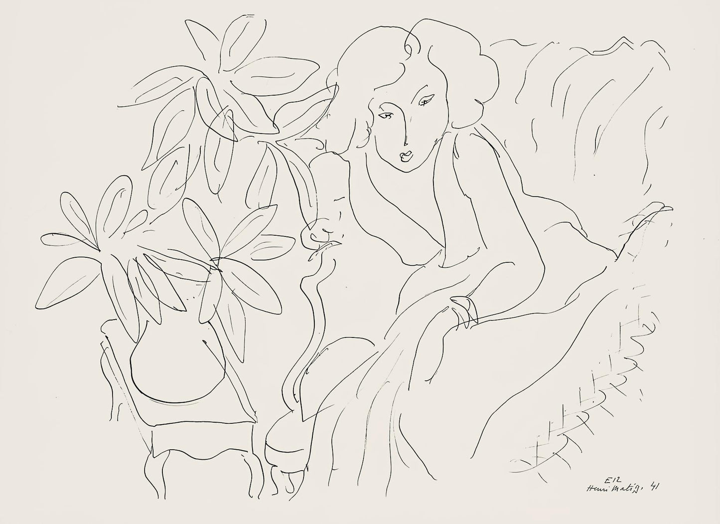Henri Matisse, Srie E, Var. 12 (Duthuit 9), Henri Matisse, Dessins, Thmes Et Variations, Lithograph