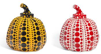 Yayoi Kusama ?? ??, Pumpkins, Yellow/Black, Red/White (Two Sculptures) Cast Resin Sculptures
