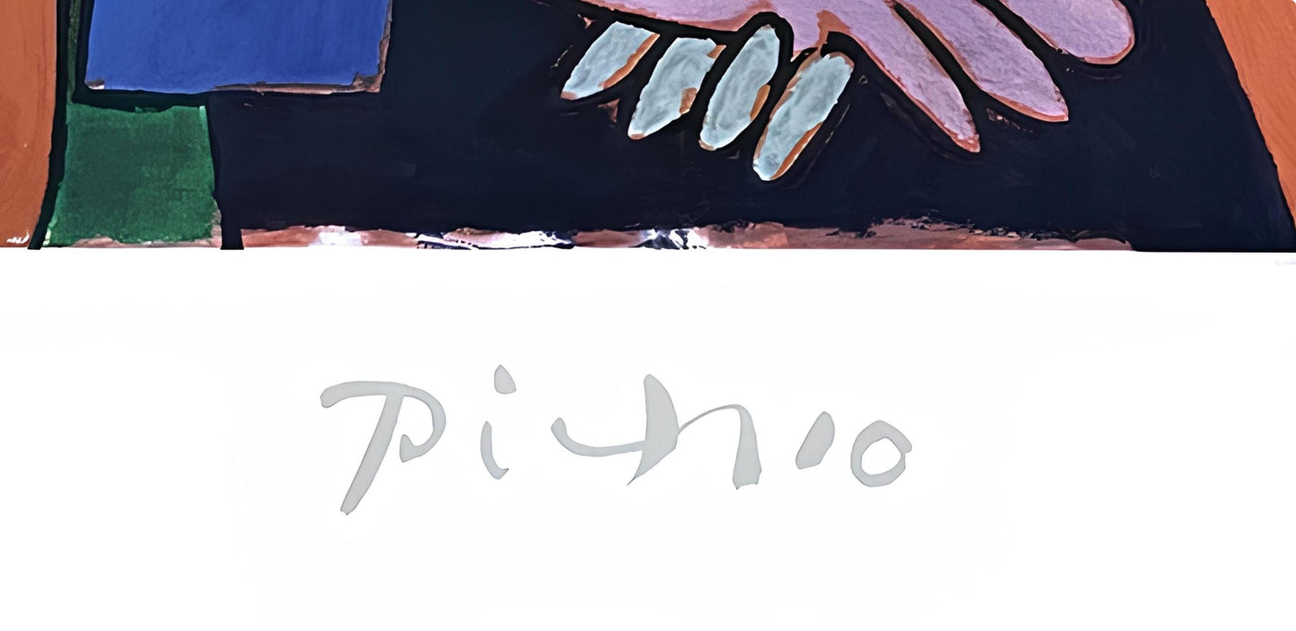 Pablo Picasso, Femme La Chaise Sur Fond Jaune, Marina Picasso Collection, Official Lithograph