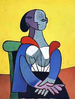 Pablo Picasso, Femme La Chaise Sur Fond Jaune, Marina Picasso Collection, Official Lithograph