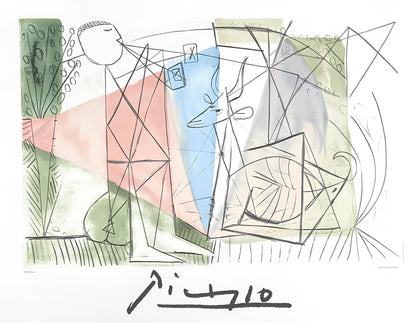 Pablo Picasso, Le Joueur De Flte Et Gazelle, Marina Picasso Collection, Official Lithograph