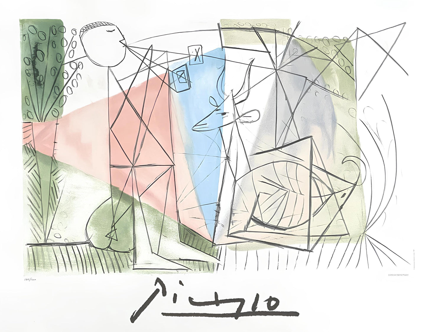 Pablo Picasso, Le Joueur De Flte Et Gazelle, Marina Picasso Collection, Official Lithograph