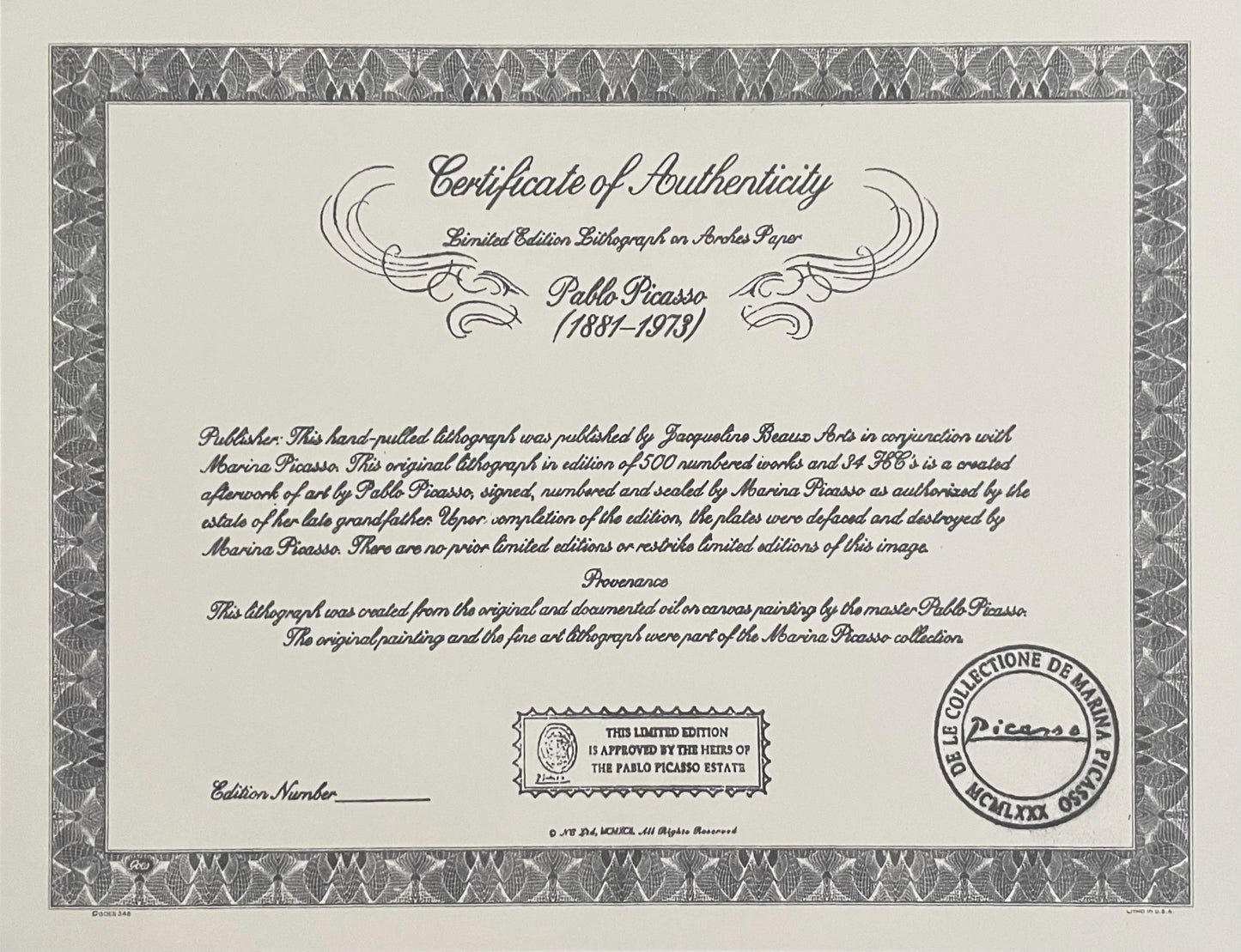 Official Lithograph - Pablo Picasso - Nature morte la fentre - Marina Picasso Collection