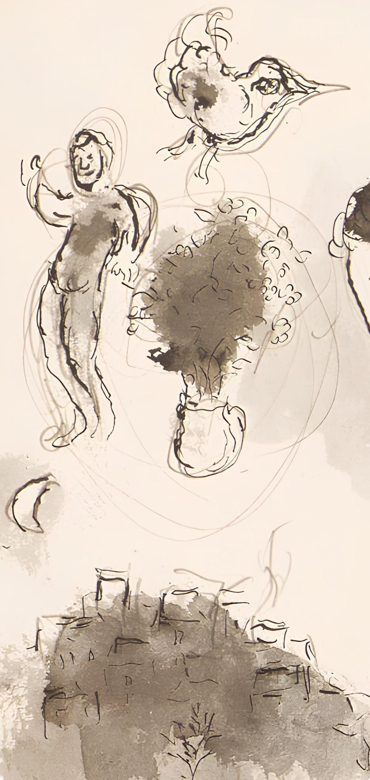 Marc Chagall, Composition, Lettres D'Hivernage, Lithograph