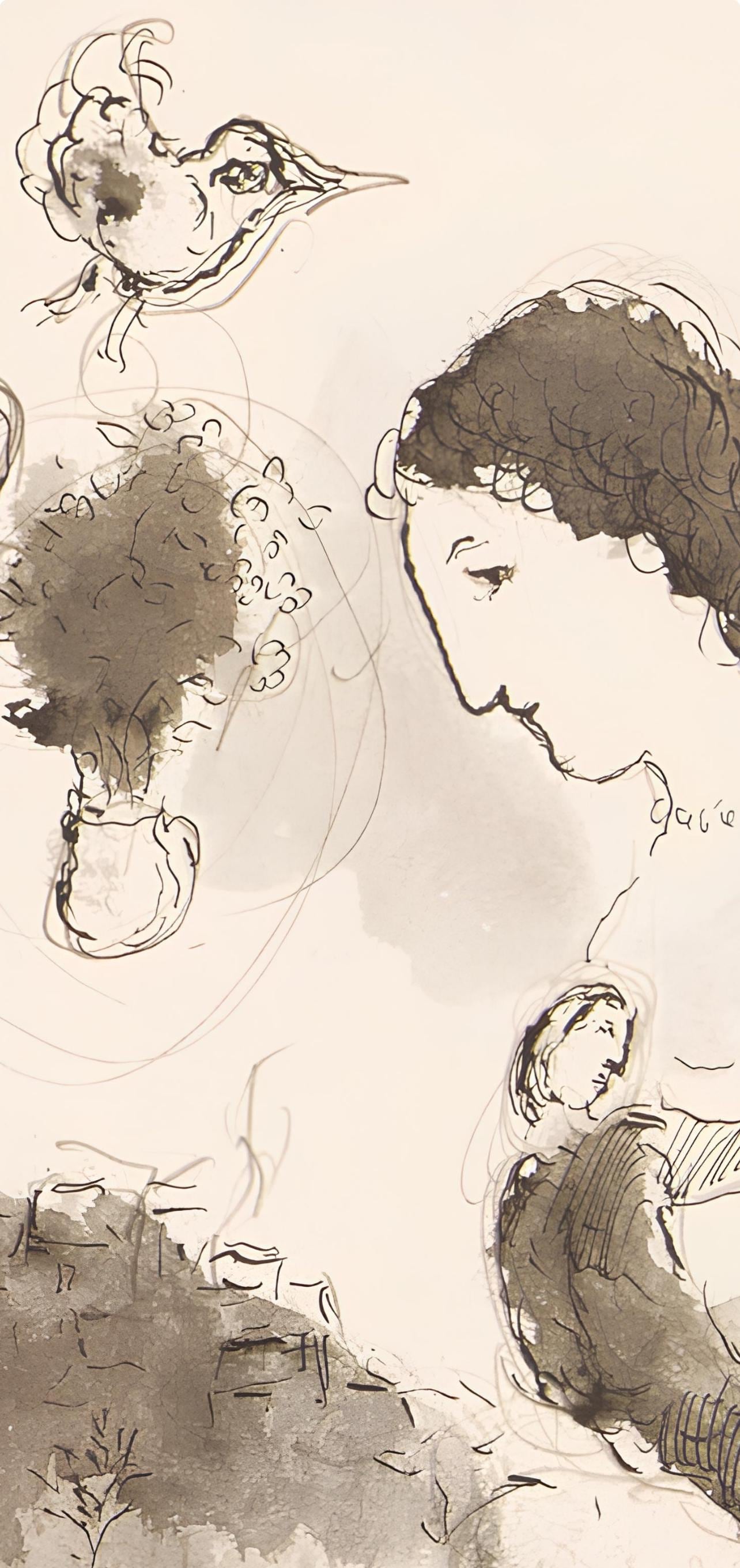 Marc Chagall, Composition, Lettres D'Hivernage, Lithograph