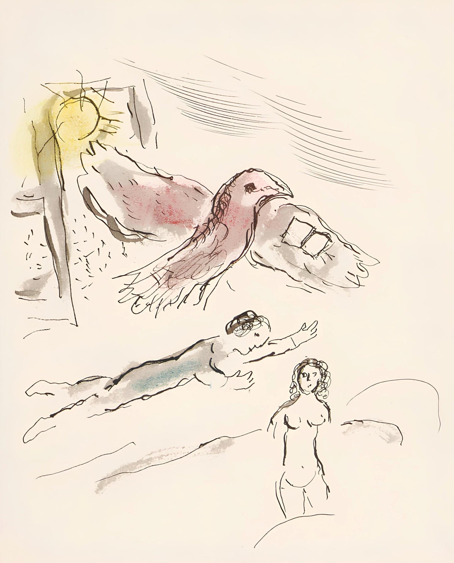 Marc Chagall, Composition, Lettres D'Hivernage, Lithograph