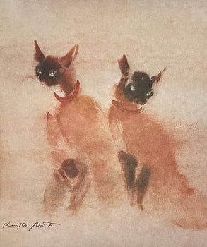 Kaiko Moti, Siamese Cats, Original Edition Offset Lithograph