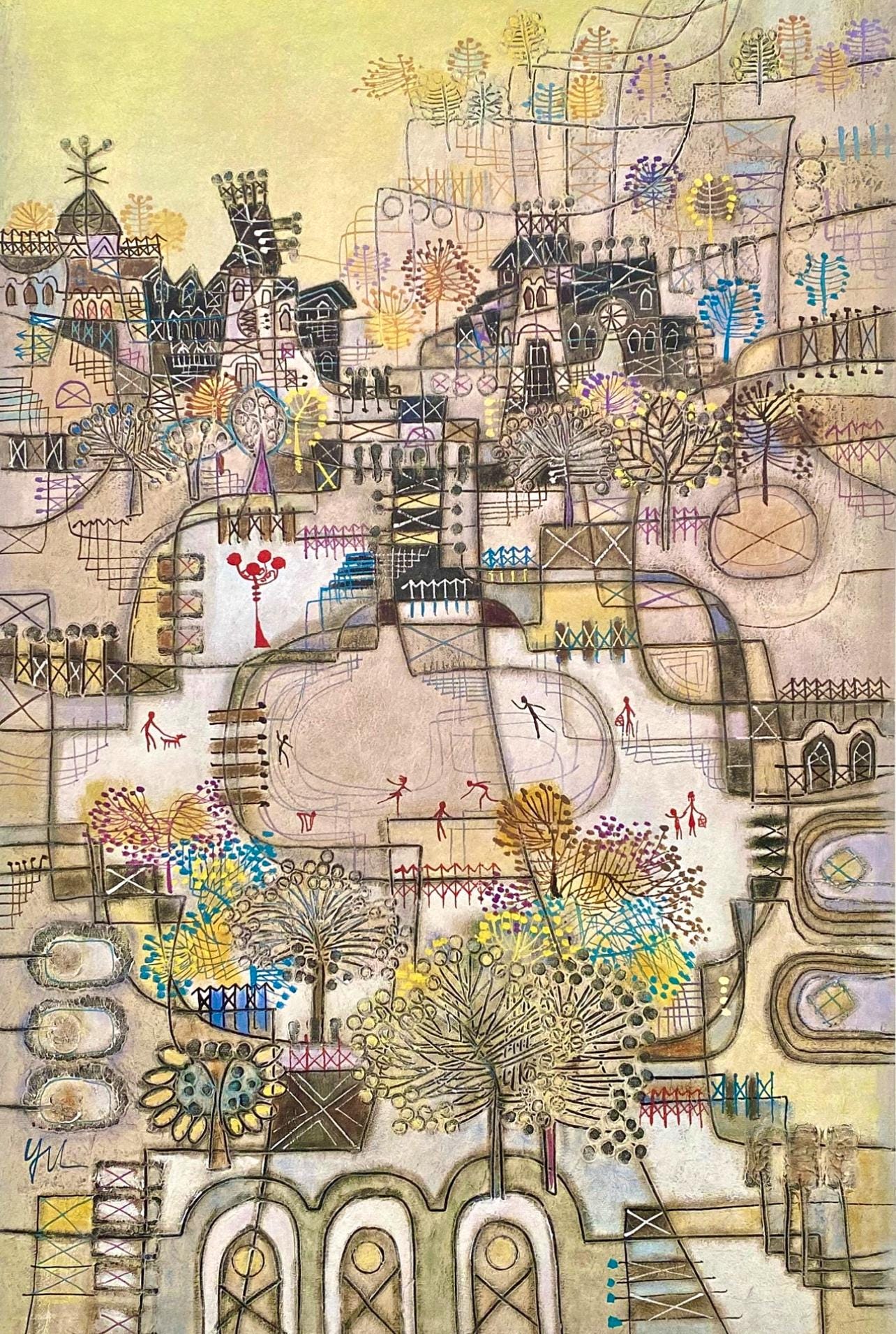 Heshi Yu, Skaters, Original Edition Offset Lithograph