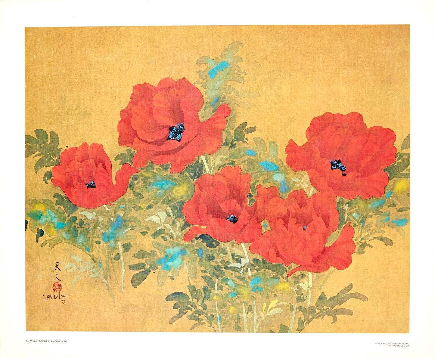 David Lee, Poppies, Original Edition Offset Lithograph