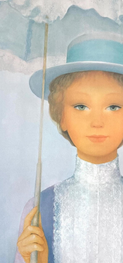 Guy Sradour, Jeune Fille L'Ombrelle, Original Edition Offset Lithograph